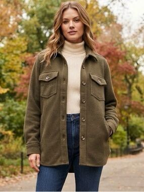 NWT NOA Olive Green Recycled Fibers Shacket Jacket Sweater Boho Hippie Oversized